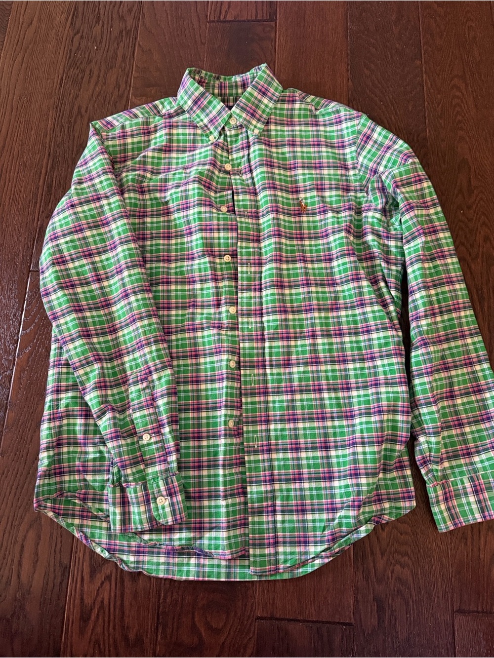Ralph Lauren Green and Pink Plaid Button-Down Shirt